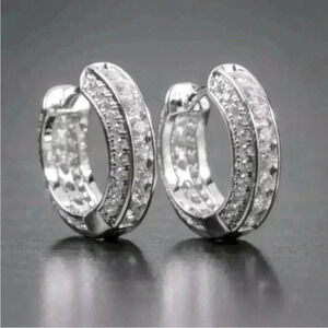New Sterling Silver White Sapphire Men’s Huggies